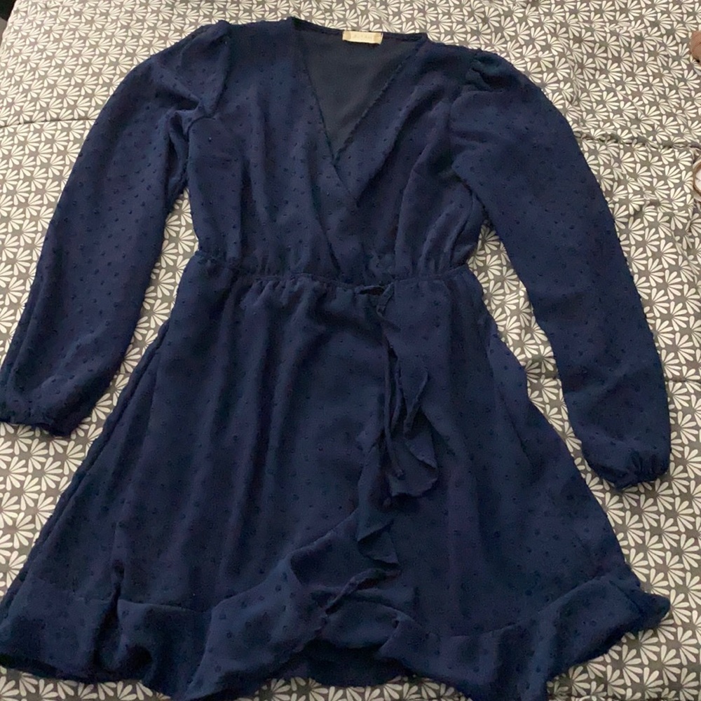 navy blue long sleeve short dress